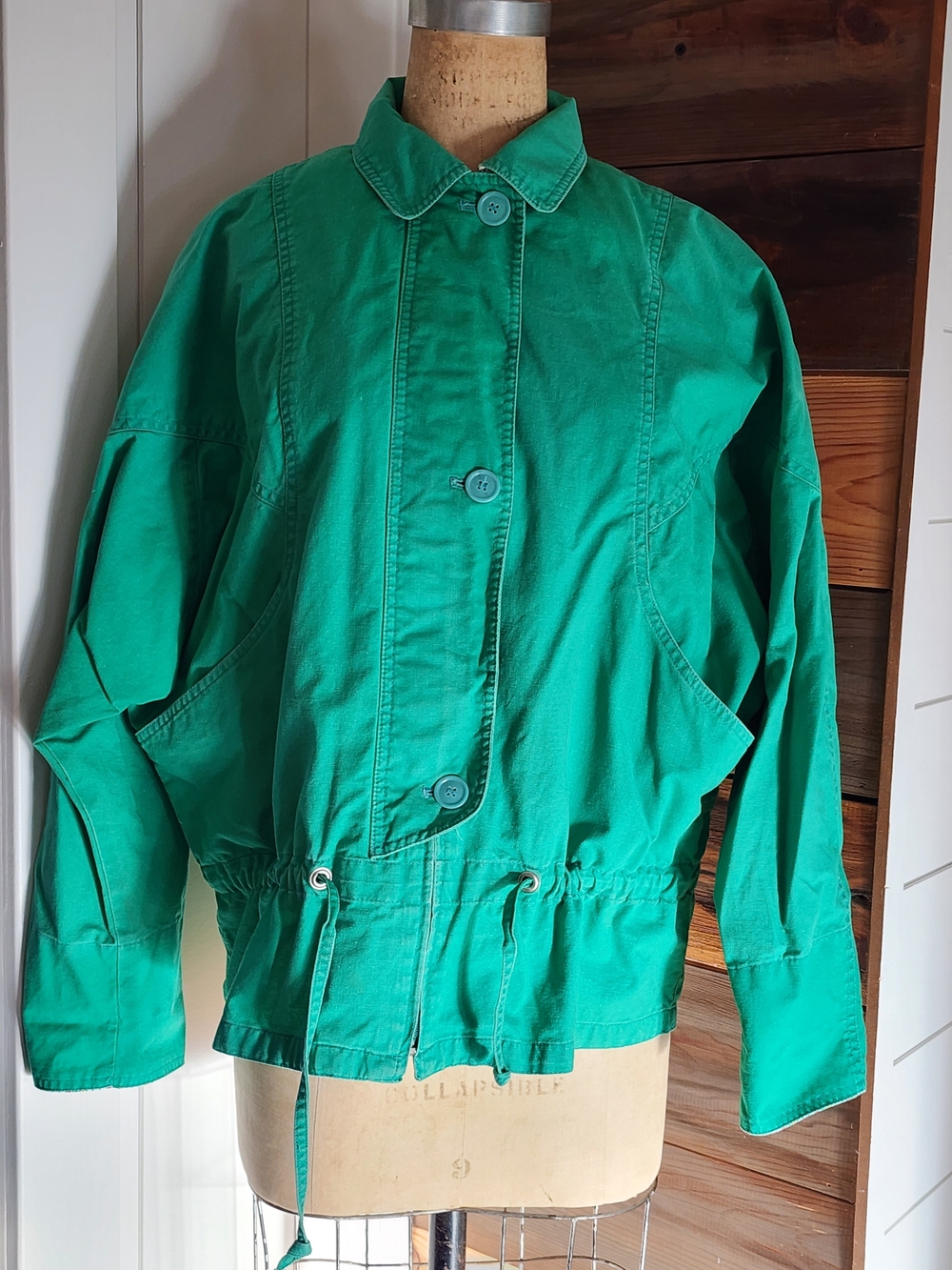 Vintage Green Drawstring Women's Jacket